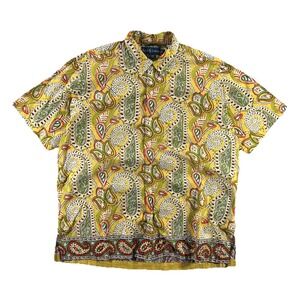 Vintage Polo Ralph Lauren Shirt Men's Large Bob Camp Paisley Batik Yellow